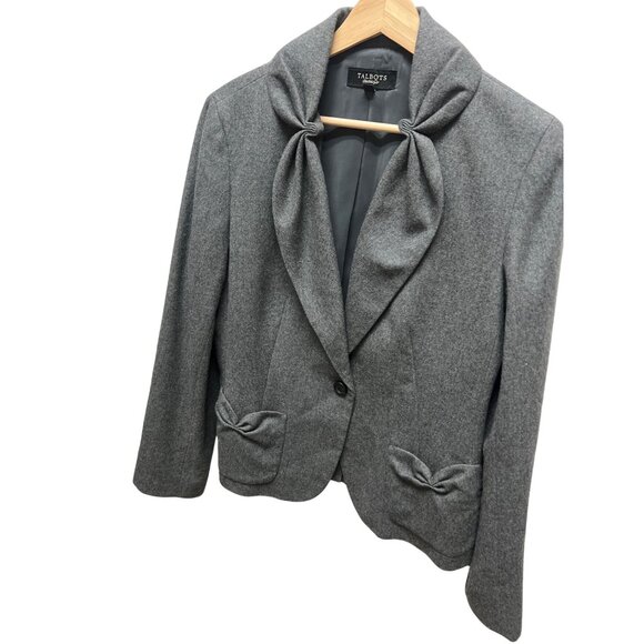 Talbots Gray Wool Ruched Classic Tailored Blazer - Picture 1 of 8